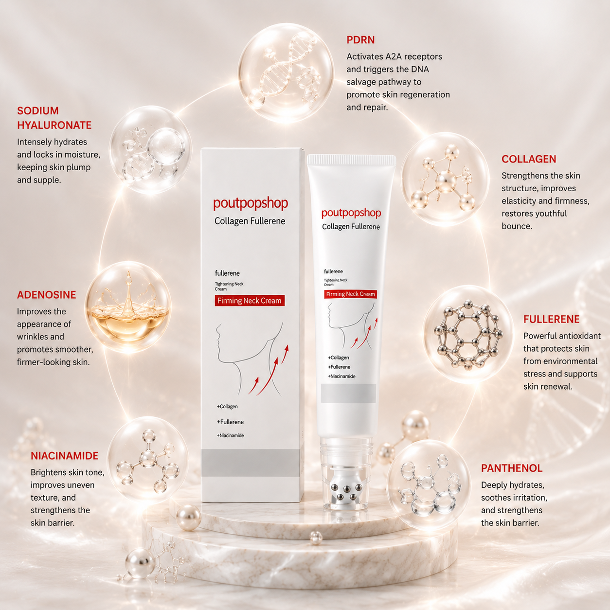 New packaging! POUTPOPSHOP™Firming Neck Cream Firms the Neck,ReducesWrinkles & Double Chin