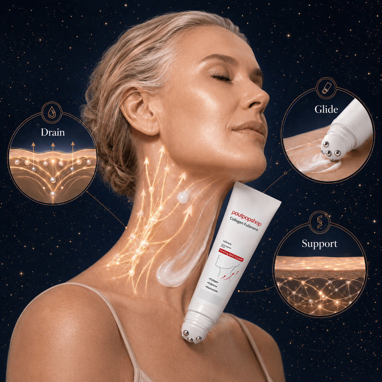 New packaging! POUTPOPSHOP™Firming Neck Cream Firms the Neck,ReducesWrinkles & Double Chin