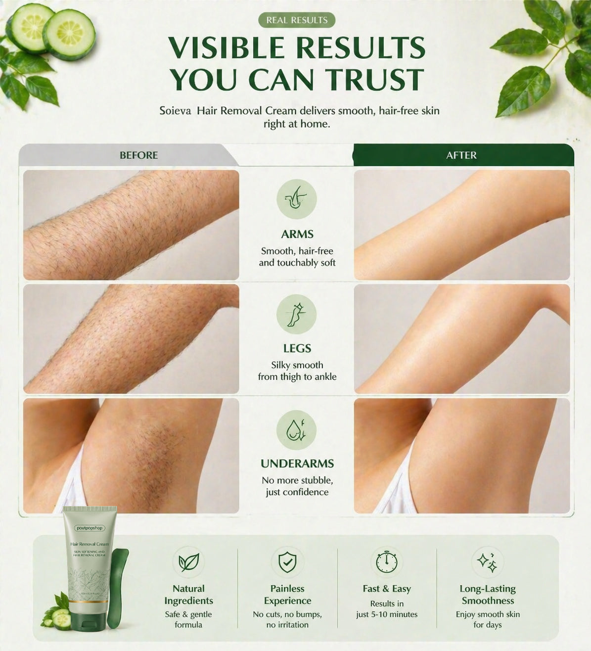 poutpopshop™ Hair Removal Cream for All Women & Men