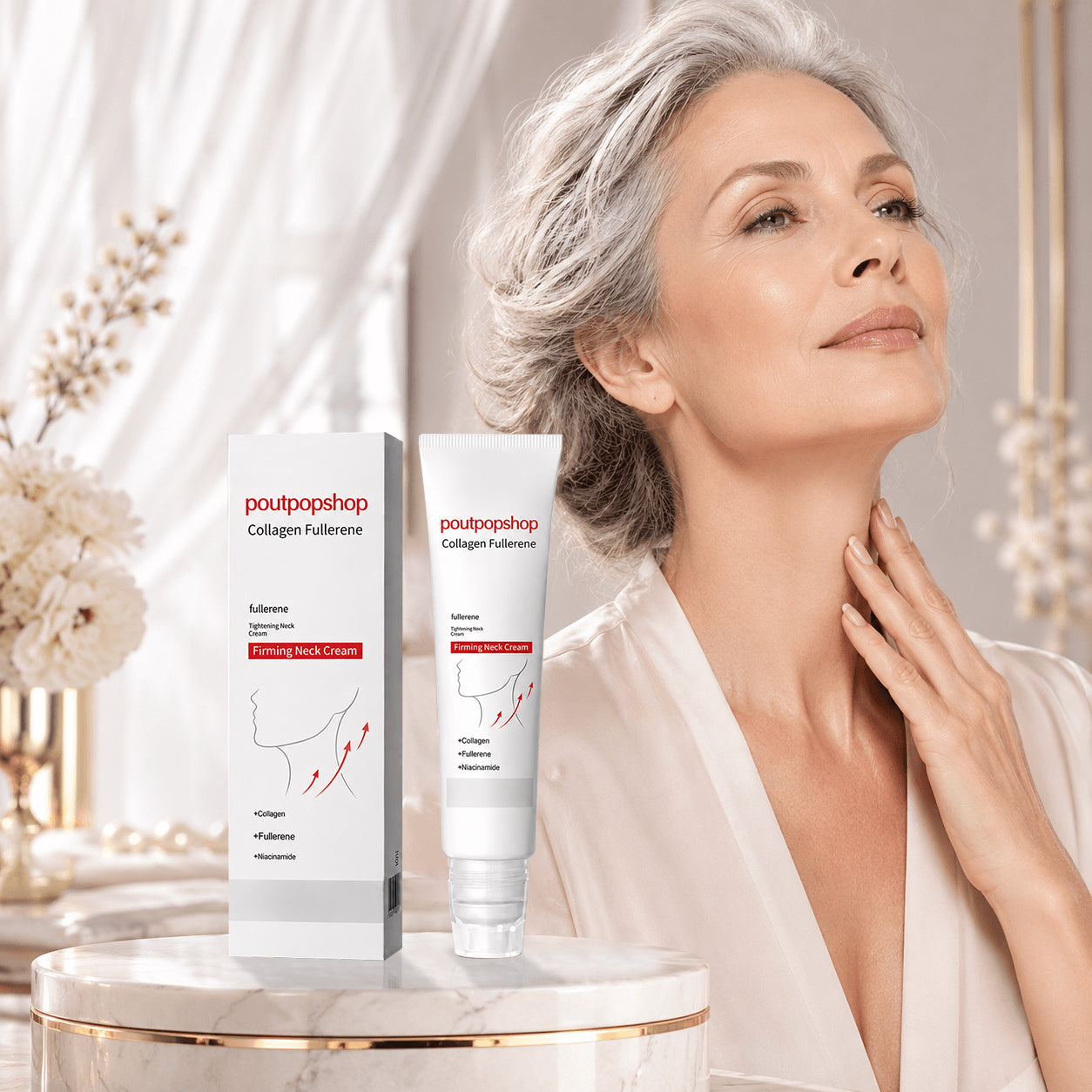 New packaging! POUTPOPSHOP™Firming Neck Cream Firms the Neck,ReducesWrinkles & Double Chin
