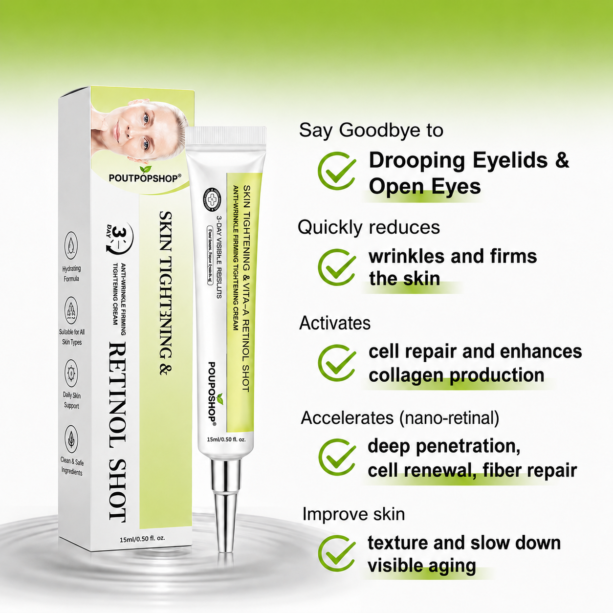 POUTPOPSHOP™ peptide-powered & Vita-A Retinol Shot Wrinkle-Lift Tightening cream - Last Day Promotion 70% OFF