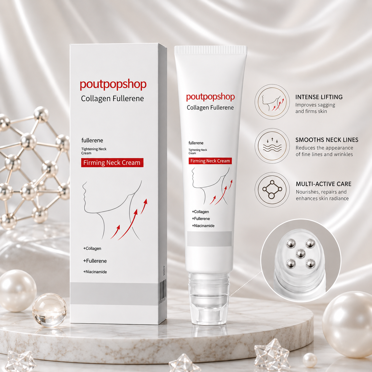 New packaging! POUTPOPSHOP™Firming Neck Cream Firms the Neck,ReducesWrinkles & Double Chin