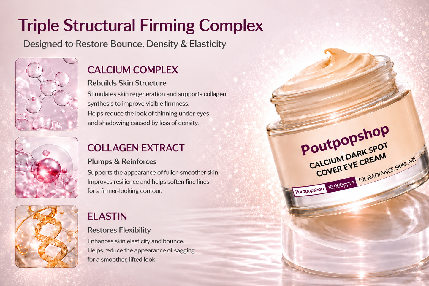 poutpopshop™Korean Calcium Dark Spot Eye Cream | Dark Circle, Anti-aging, Sagging, Elasticity |