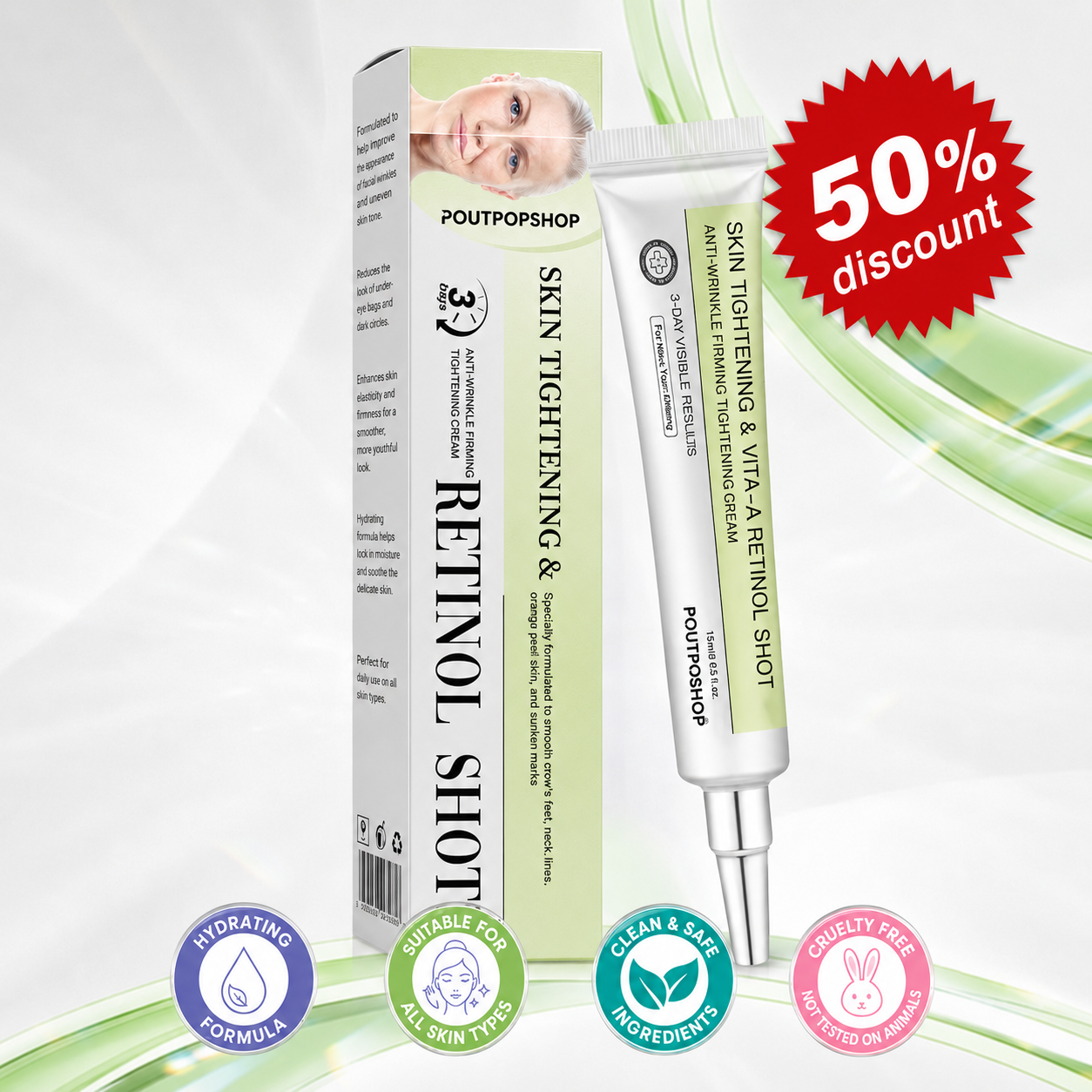 POUTPOPSHOP™ peptide-powered & Vita-A Retinol Shot Wrinkle-Lift Tightening cream - Last Day Promotion 70% OFF
