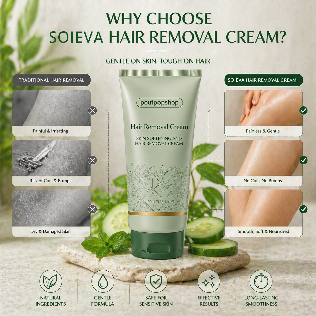 poutpopshop™ Hair Removal Cream for All Women & Men