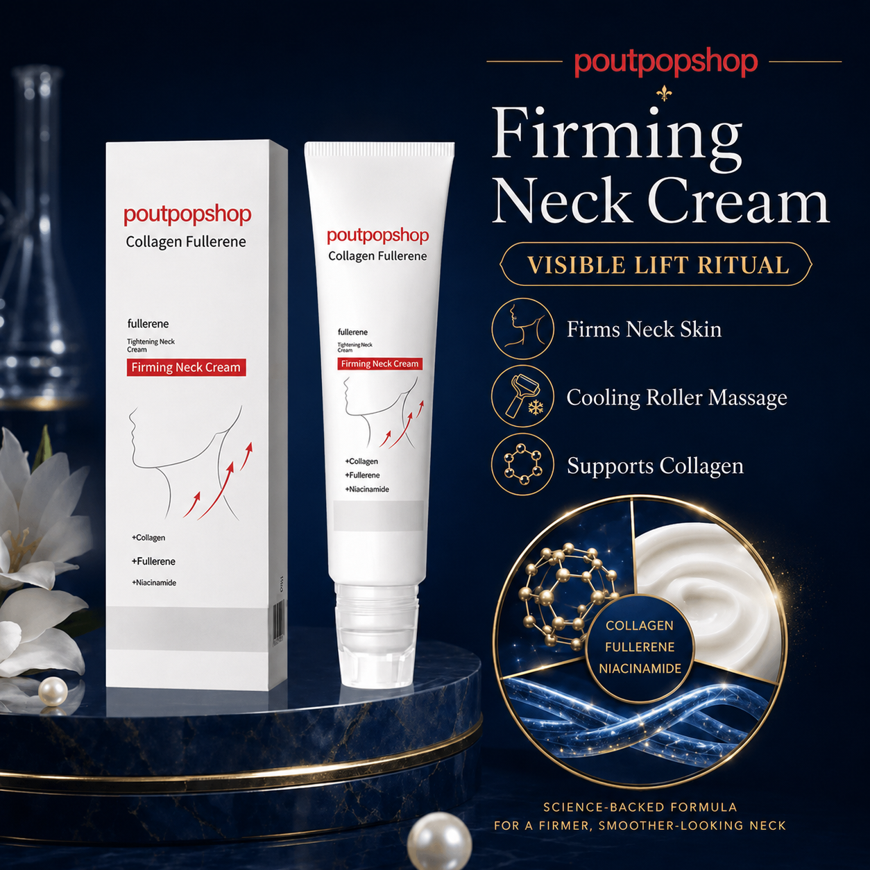 New packaging! POUTPOPSHOP™Firming Neck Cream Firms the Neck,ReducesWrinkles & Double Chin