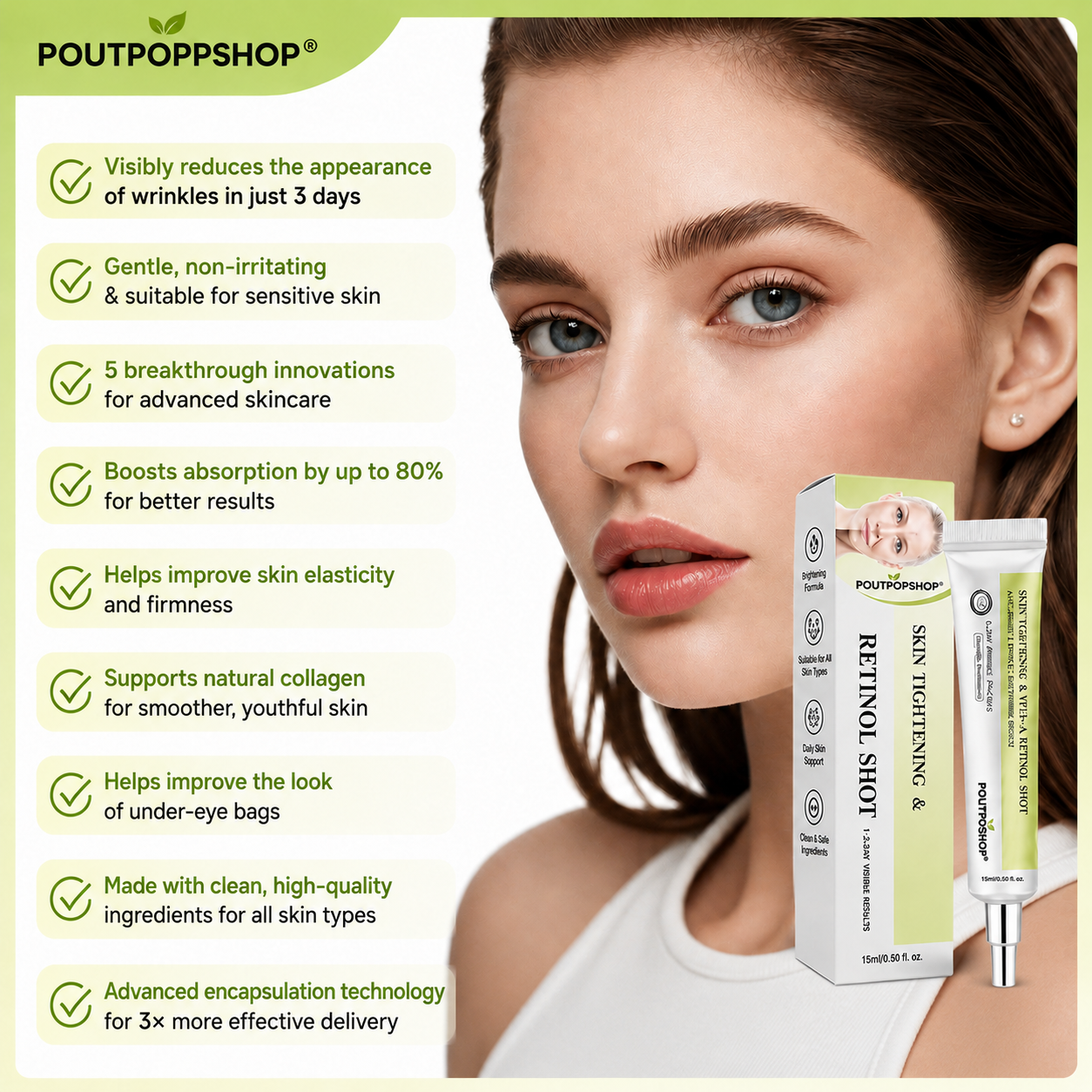POUTPOPSHOP™ peptide-powered & Vita-A Retinol Shot Wrinkle-Lift Tightening cream - Last Day Promotion 70% OFF
